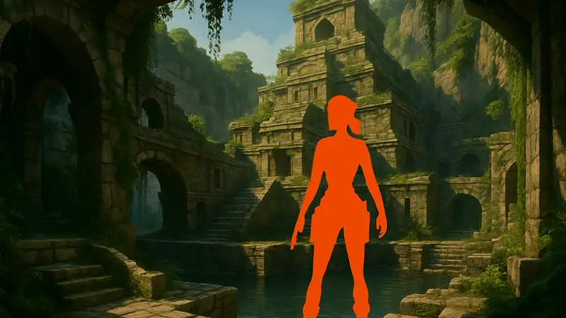 Скриншот фанатской карты для Tomb Raider, демонстрирующий креативность игрового сообщества и архитектуру уровня.