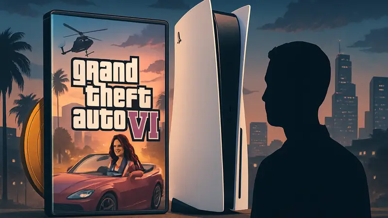 Обложка GTA 6 и консоль PlayStation 5, символизирующие высокую стоимость