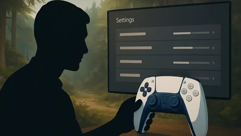 Игровой контроллер PlayStation 5 DualSense и меню скрытых настроек в игре