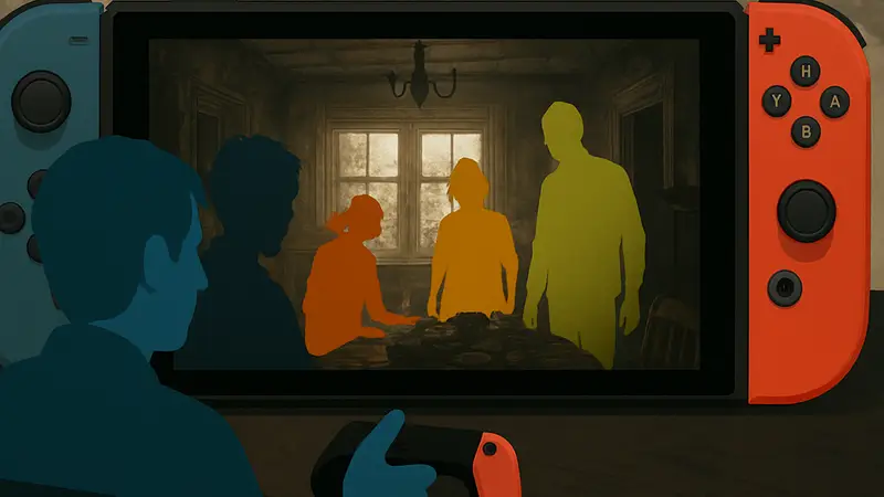 Кадр из Resident Evil 7 на Nintendo Switch 2 с Итаном и семьёй Бейкеров