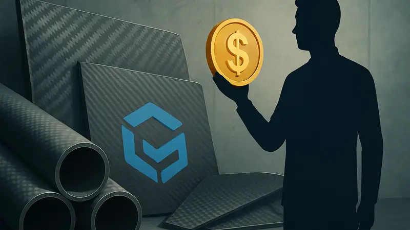 Изображение композитных материалов или логотип Layup Parts, символизирующее инвестиции