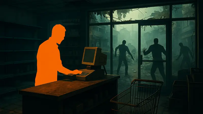 Скриншот из новой Steam-игры про симулятор магазина в зомби-апокалипсисе