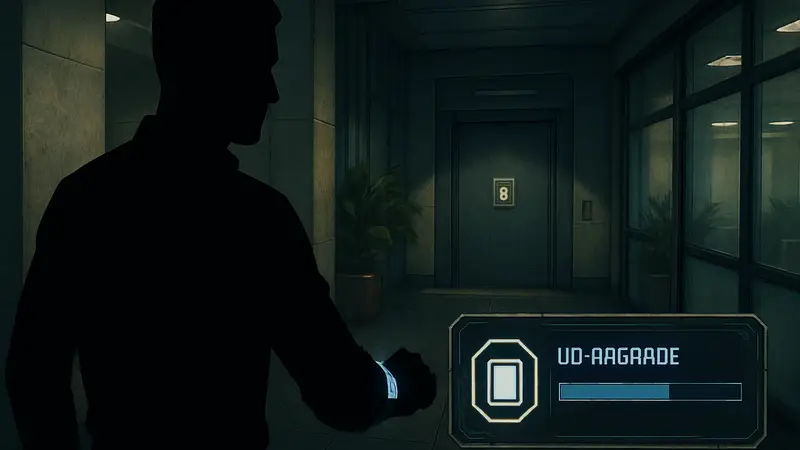 Скриншот из 007 First Light с ID-браслетом и элементом интерфейса