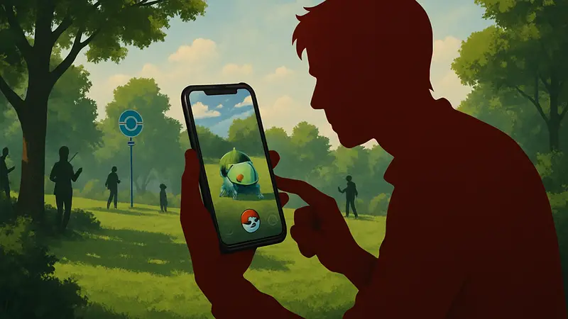 Игрок Pokemon GO ловит покемона во время Community Day на экране смартфона, символизируя жалобу на время ивента.