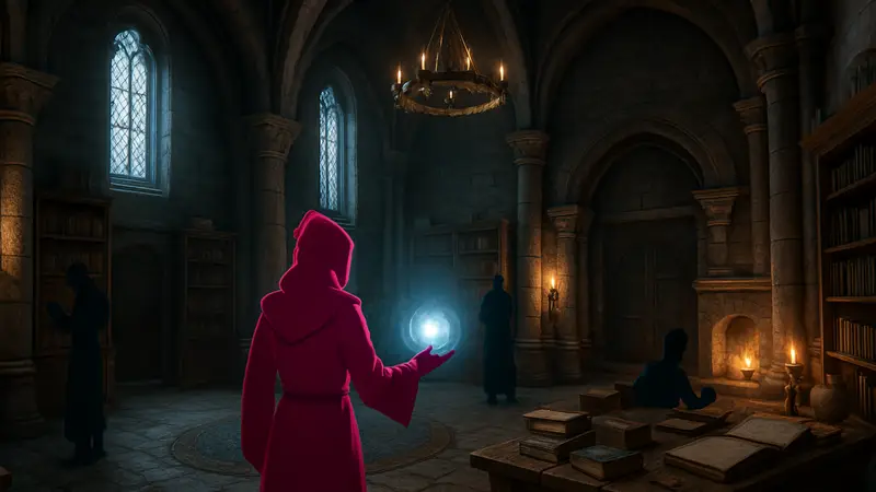 Скриншот из ремейка Oblivion — Skyblivion, демонстрирующий интерьер Гильдии Магов