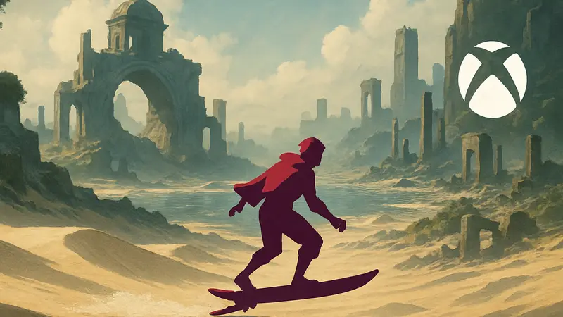 Главный герой Sword of the Sea на ховерборде исследует заброшенный мир, намек на релиз для Xbox