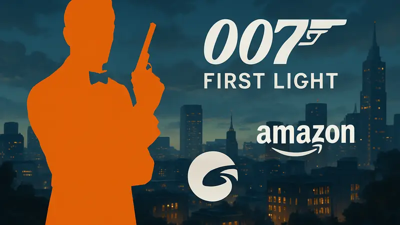 Агент 007 Джеймс Бонд, логотип Amazon Games, игра 007 First Light, пистолет