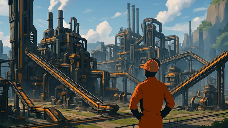 Концепт завода в Satisfactory 2, демонстрирующий потенциальные улучшения игрового процесса.