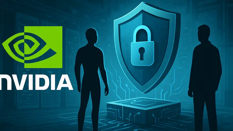 Логотип Nvidia и концептуальное изображение платформы NemoClaw, символизирующее безопасность ИИ.