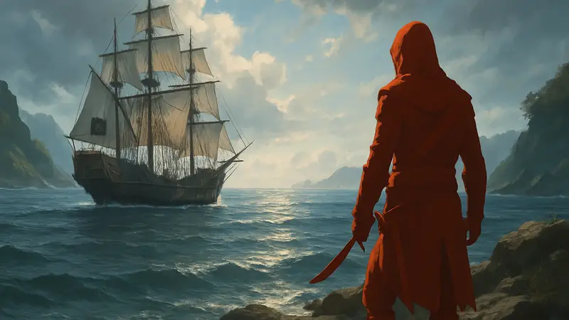 Предполагаемый скриншот из ремастера Assassin’s Creed IV: Black Flag Resynced, пиратский корабль в море.