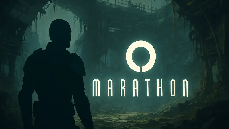 Логотип игры Marathon на тёмном фоне, символизирующий новый подход Bungie к контенту.