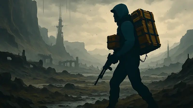 Сэм Портер из Death Stranding 2 доставляет посылку в постапокалиптическом мире на PS5