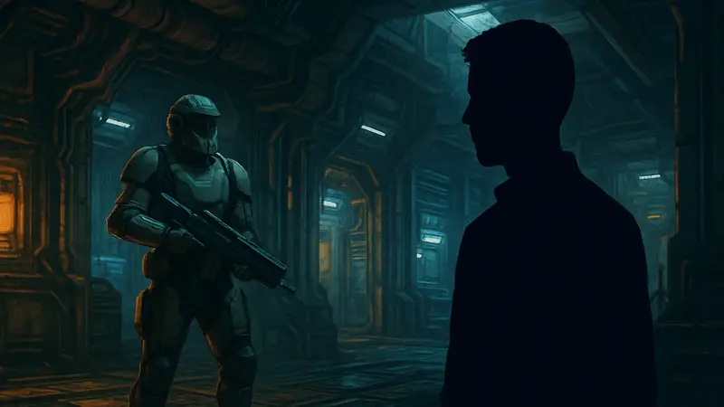 Скриншот из игры Fortune's Run с персонажем в футуристической броне; разработчик Dizzie