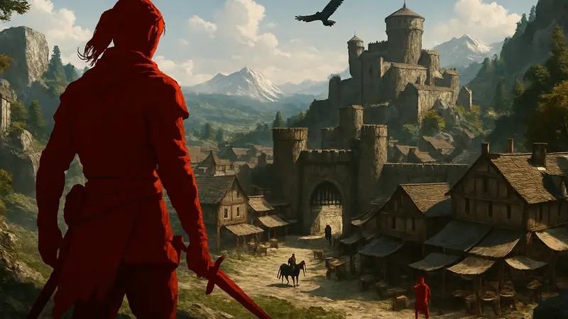 Кадр из игры Crimson Desert с элементами геймплея