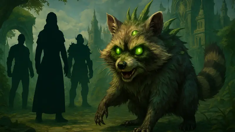 Изображение енота-мутанта Джимоти в стиле World of Warcraft
