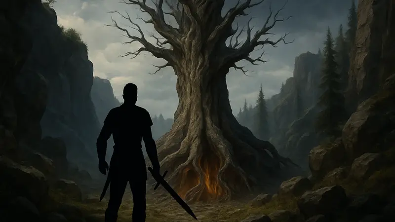 Игровая сцена из Gothic 1 Remake с изображением Окаменевшего Дерева