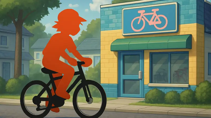 Главный герой Pokemon FireRed или LeafGreen на велосипеде, Bike Shop в Cerulean City.