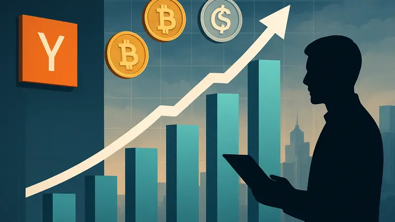 График роста инвестиций в стейблкоинах, логотип Y Combinator, цифровые валюты