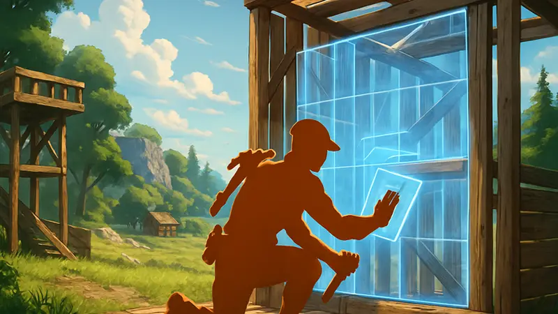 Персонаж Fortnite строит укрепления, демонстрируя навыки игры