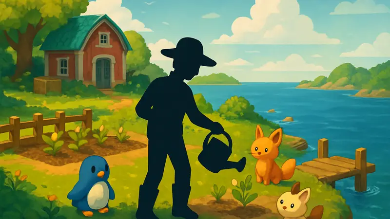 Кадр из игры Collector's Cove, где персонаж ухаживает за фермой на плавучем острове и взаимодействует с милыми существами.