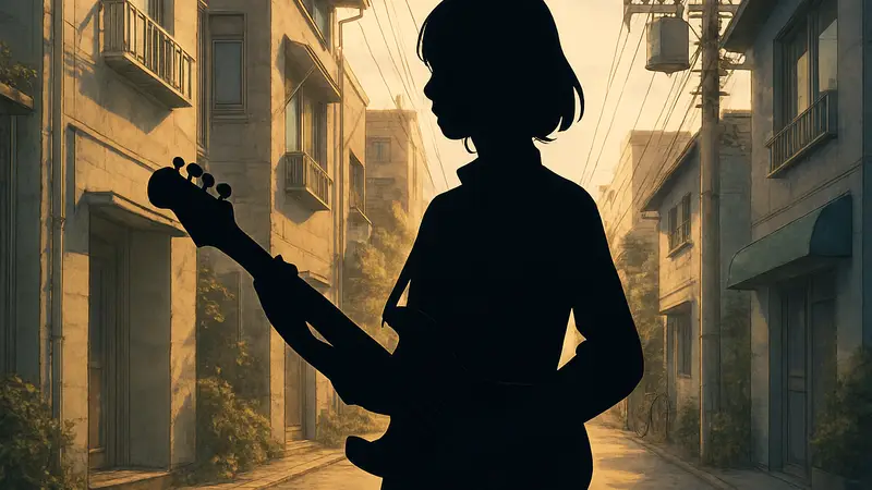 Обложка второго тома манги Rock Is a Lady's Modesty, девушка с гитарой