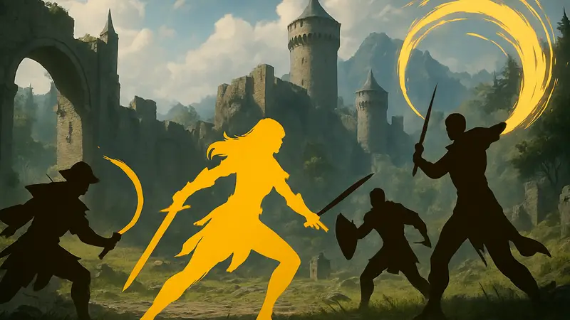 Персонажи из Black Desert Mobile, демонстрирующие новые боевые навыки в динамичном сражении.