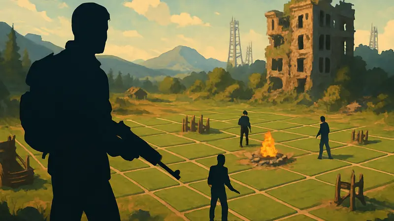 Обложка игры Tiles Survive с изображением выживания и стратегических элементов.