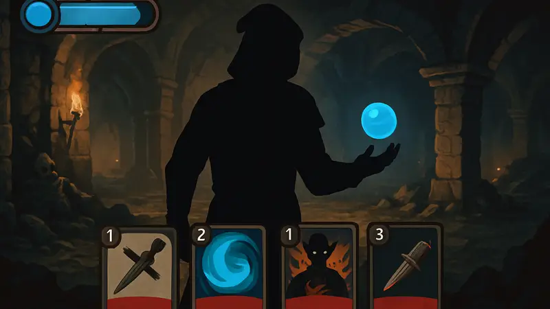 Игровой скриншот Vampire Crawlers с индикатором маны и картами