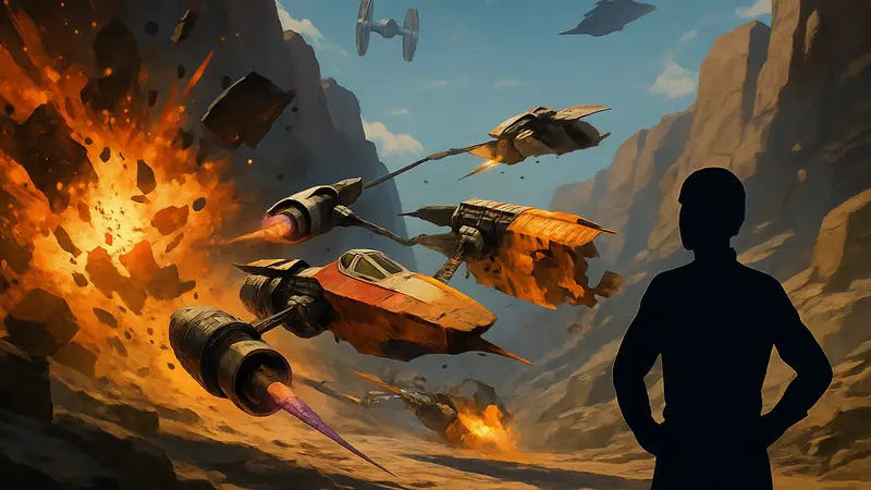 Космические гонки в Star Wars: Galactic Racer с элементами разрушения, напоминающие Burnout.