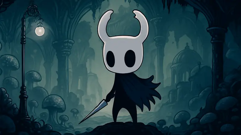 Обложка Hollow Knight - Nintendo Switch 2 Edition с главным героем на фоне игрового мира