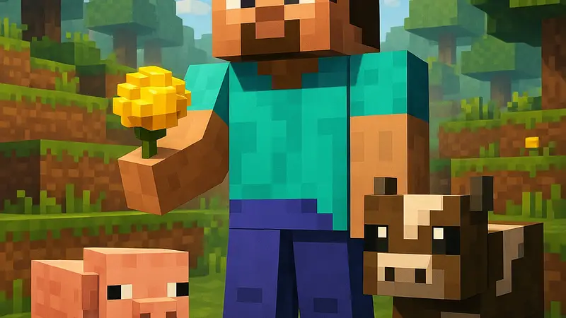 Скриншот Minecraft с игроком, демонстрирующим Золотой Одуванчик и детёнышей мобов.