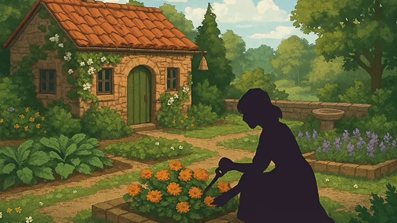 Изображение из уютной игры The Abbess Garden в стиле Stardew Valley на Indie Pass