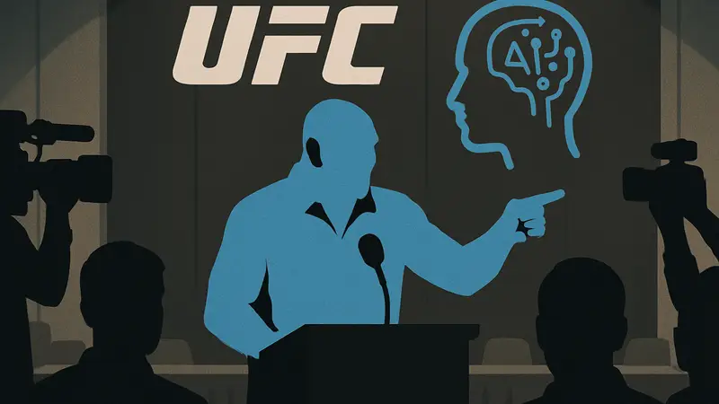 Дана Уайт, президент UFC, на пресс-конференции, высказывается о рекламе с ИИ.