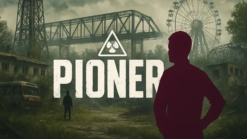 Логотип игры PIONER на фоне видеокадра из расследования iXBT Games о проблемной разработке.