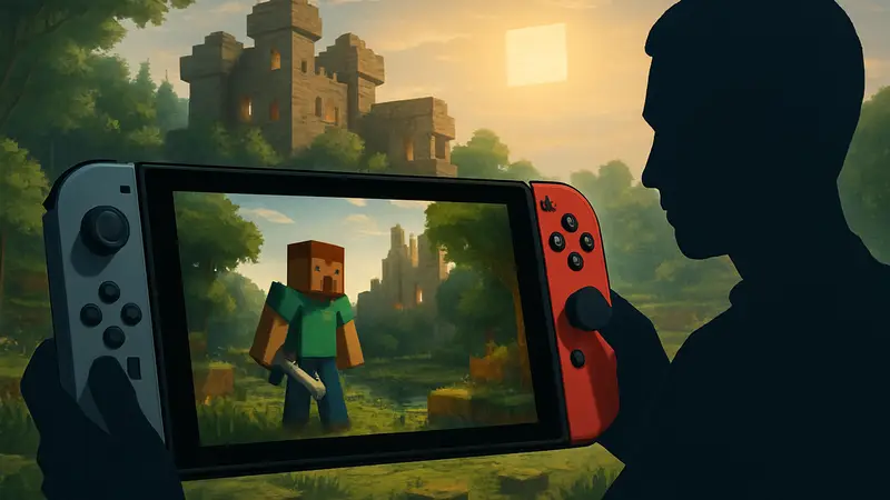 Скриншот Minecraft с улучшенной графикой на Nintendo Switch 2.