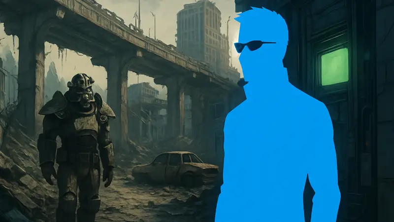 Игровой скриншот Fallout 3 с элементами, отсылающими к Deus Ex, или концепт арты обоих игр