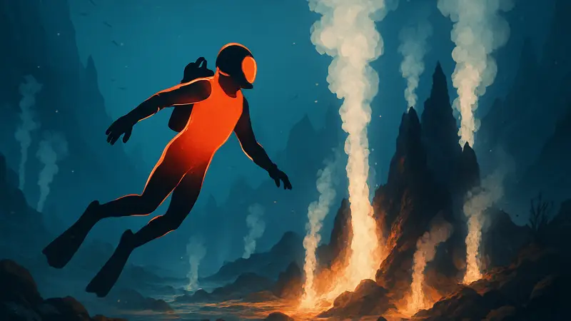 Игрок Subnautica 2 с чертой термостойкости плавает в горячих источниках