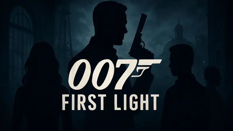 Логотип игры 007 First Light на темном фоне, символизирующий тайны и шпионскую атмосферу.