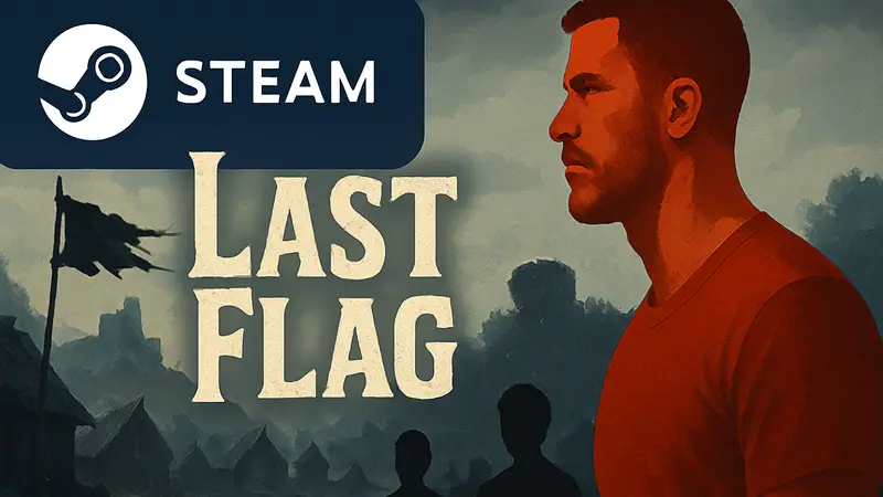 Логотип игры Last Flag на фоне обложки Steam, с изображением солиста Imagine Dragons Дэна Рейнольдса.