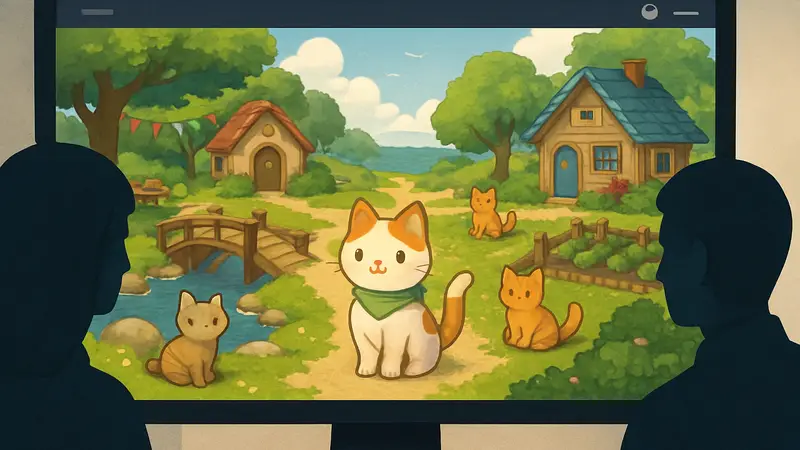 Скриншот игры Cat Isle в Steam, уютный симулятор с котами