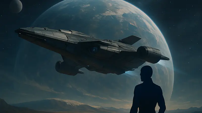 Космический корабль на фоне планеты из sci-fi RPG Exodus, напоминающей Mass Effect