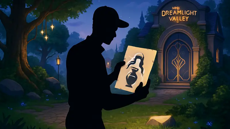 Игрок Disney Dreamlight Valley находит рисунок Музы для квеста с вазой.
