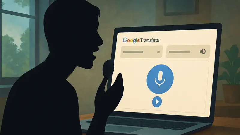 Интерфейс Google Translate с новой функцией тренировки произношения.