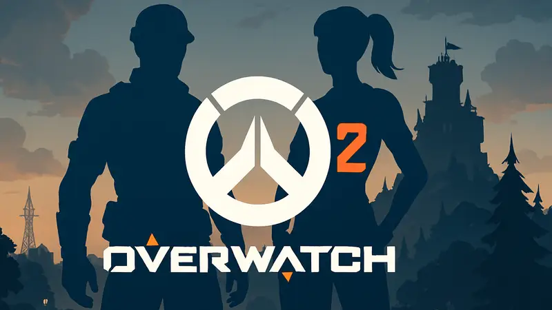 Логотип Overwatch 2 на фоне символики Fortnite, иллюстрация неожиданного кроссовера и коллаборации.
