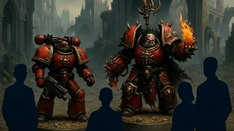 Раскрашенные миниатюры Красных Корсаров и Гурона Чёрного Сердца для Warhammer 40,000