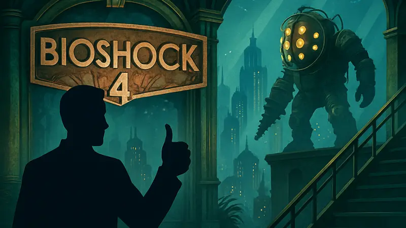 Логотип BioShock 4 или узнаваемые элементы серии BioShock, символизирующие прогресс