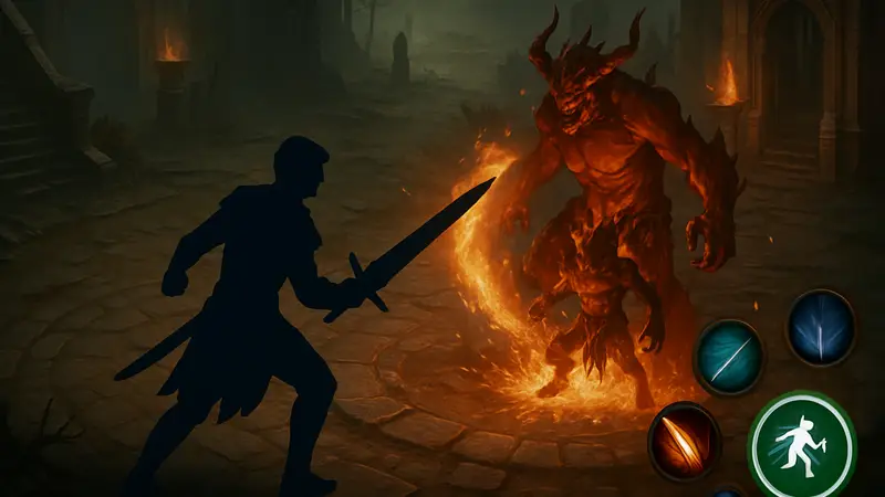 Игровой скриншот Diablo Immortal с персонажем в бою, демонстрирующий новый интерфейс с функцией автобоя.