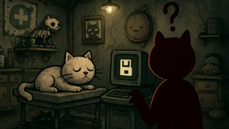 Игровой скриншот из Mewgenics с намёком на секретную пасхалку, связанную с "save scum".