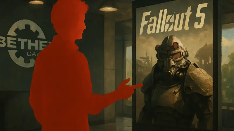 Тодд Говард намекает на разработку Fallout 5, стоя перед логотипом Bethesda.
