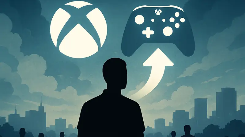 Логотип Xbox и изображение контроллера, символизирующее будущие обновления и функции